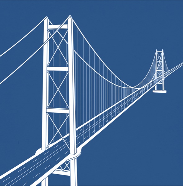 Line drawing of the Humber Bridge