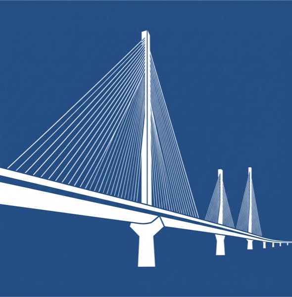 Line drawing of the Mersey Gateway Bridge