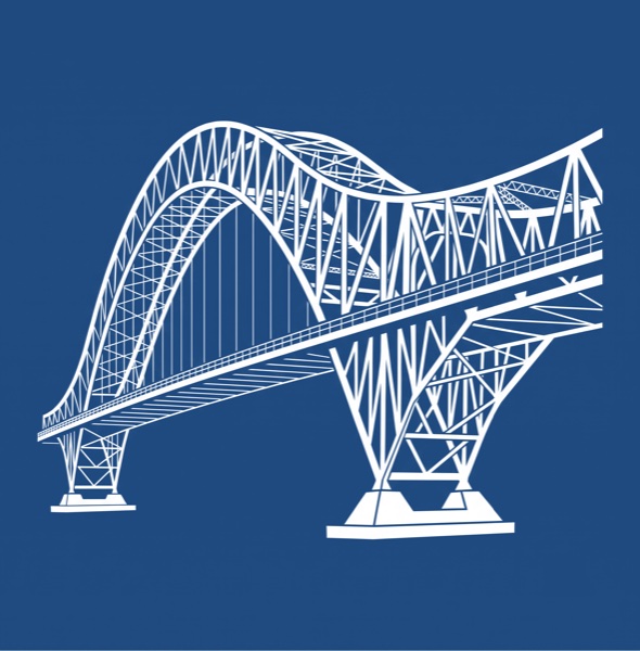 Line drawing of the Silver Jubilee Bridge arch